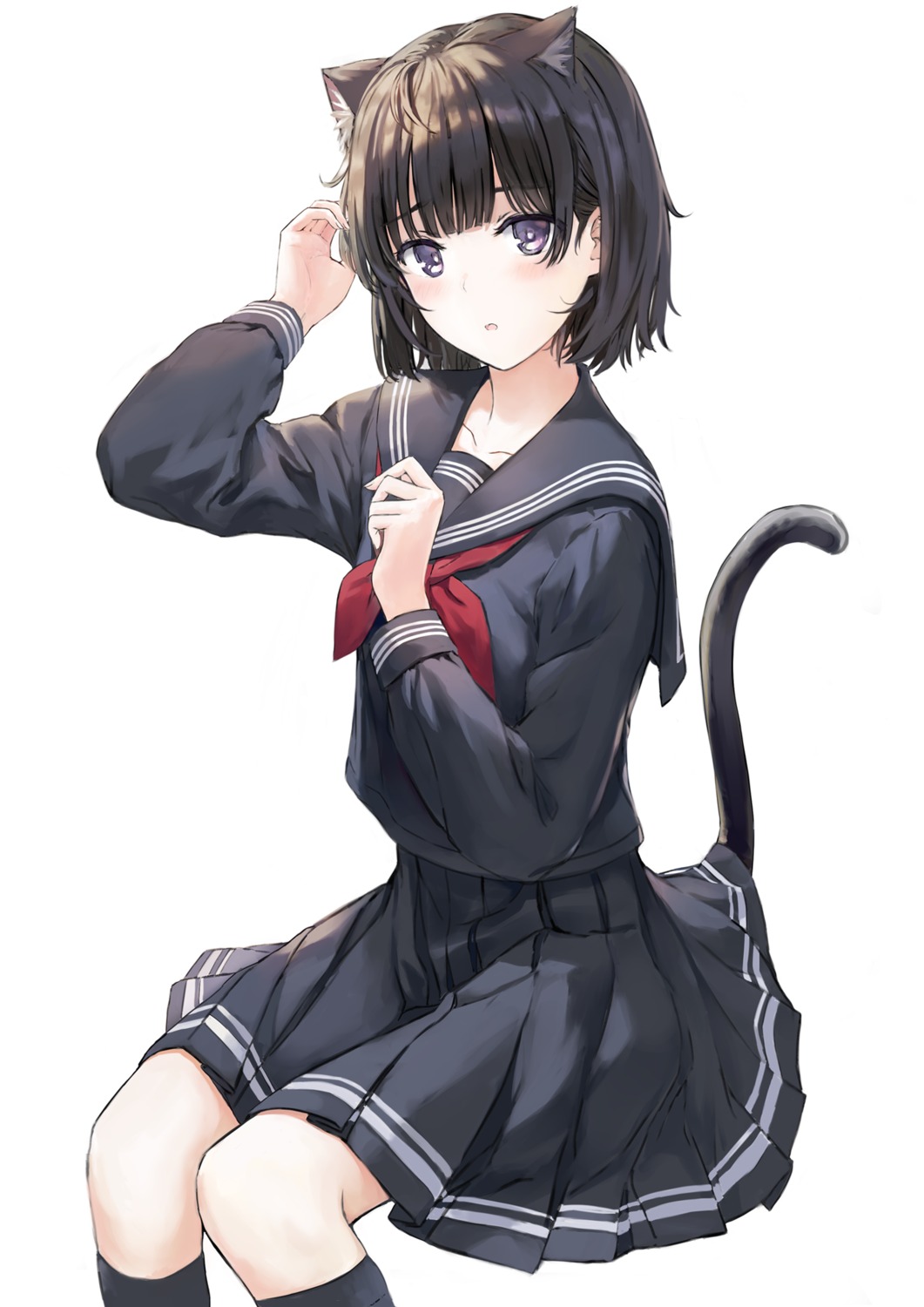 sankareien animal ears nekomimi seifuku skirt lift tail | #687940